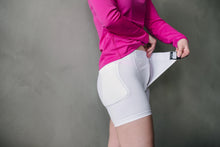 Load image into Gallery viewer, HappyHip Active Hip Protection Pants designed to protect your hip when you have an accident and fall, avoiding a hip fracture. HappyHip has a wide opening which makes them easy to put on and take off.  You close them with a velcro in the waist.