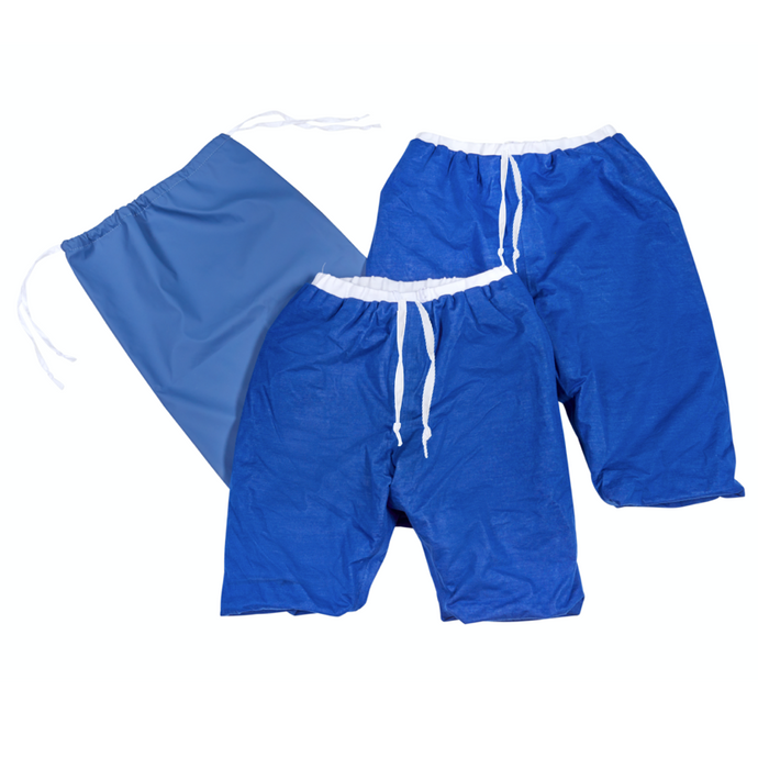 Pjama bedwetting shorts starter kit including two Pjama shorts, one waterproof bag, washable, reusable, incontinence aid, easy to bring to sleep over, protects bed